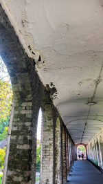 Water-damaged roof over paintings