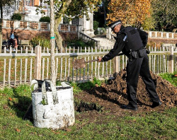 Nick Henry lending a hand with the planting
